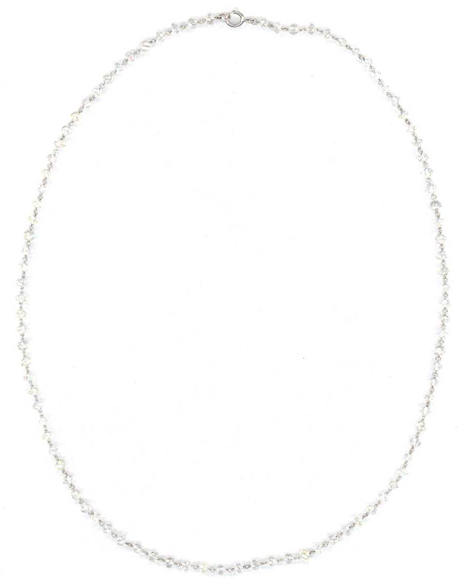 Platinum and Diamond Bead Chain Necklace